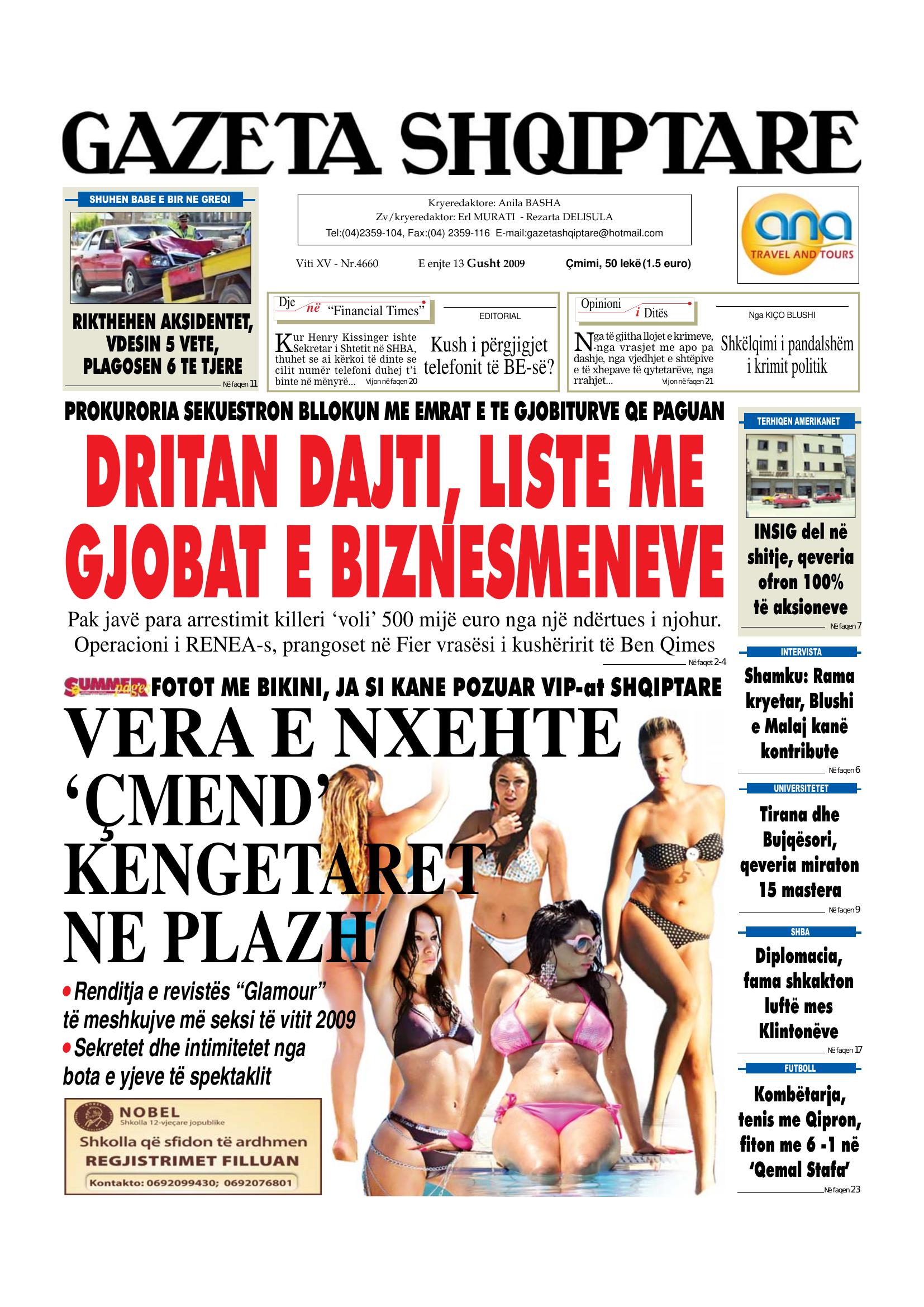 Gazeta Shqiptare 2009-08-13